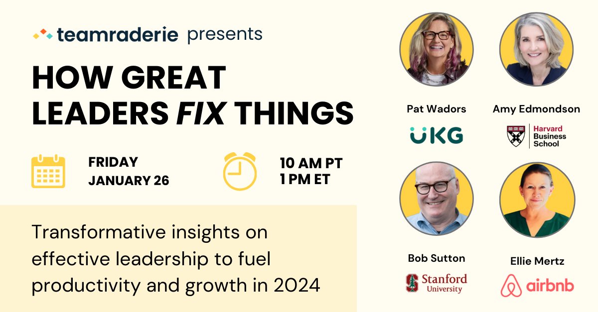 Join the "How Great Leaders Fix Things" webinar featuring Pat Wadors and UKG Chief People Officer and discover the art of leadership. Register now! ukg.inc/3HnjE43