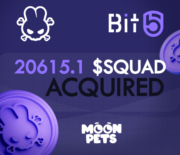 Exciting news! 👀
We just acquired a whopping 20615.1 $SQUAD, all thanks to the generous airdrop by <a href="/Bit5Official/">Bit5</a>! 🎉 

We're not stopping there - we're putting these tokens to work by staking them to earn interest on the new pools in @squad_swap 📈
Stay tuned for more updates!