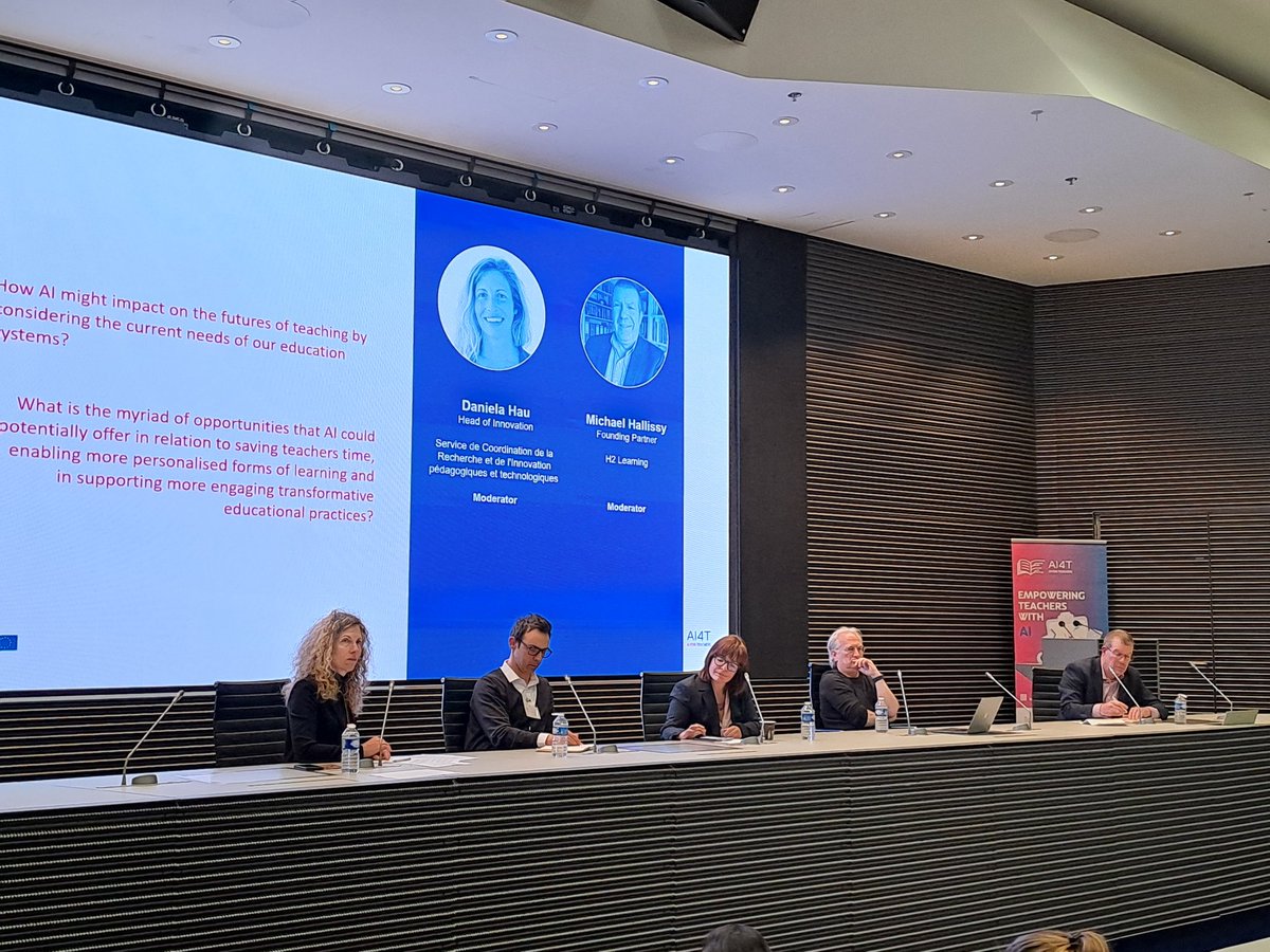 AI4T (@ai4t_project) on Twitter photo Opposite yet related opinions 🤔 Just some key words: #teaching, #learning, #changing #pedagogies, #understandingAI, #medialiteracy and #supporting educators.
The panel was recorded. We shall share it on ai4t.eu
<a href="/wayneholmes/">Wayne Holmes</a> <a href="/margaridaromero/">Margarida ROMERO #creacube 🐈🐸🍁</a> <a href="/MutluCukurova/">Mutlu Cukurova</a> Opposite yet related opinions 🤔 Just some key words: #teaching, #learning, #changing #pedagogies, #understandingAI, #medialiteracy and #supporting educators.
The panel was recorded. We shall share it on ai4t.eu
<a href="/wayneholmes/">Wayne Holmes</a> <a href="/margaridaromero/">Margarida ROMERO #creacube 🐈🐸🍁</a> <a href="/MutluCukurova/">Mutlu Cukurova</a>