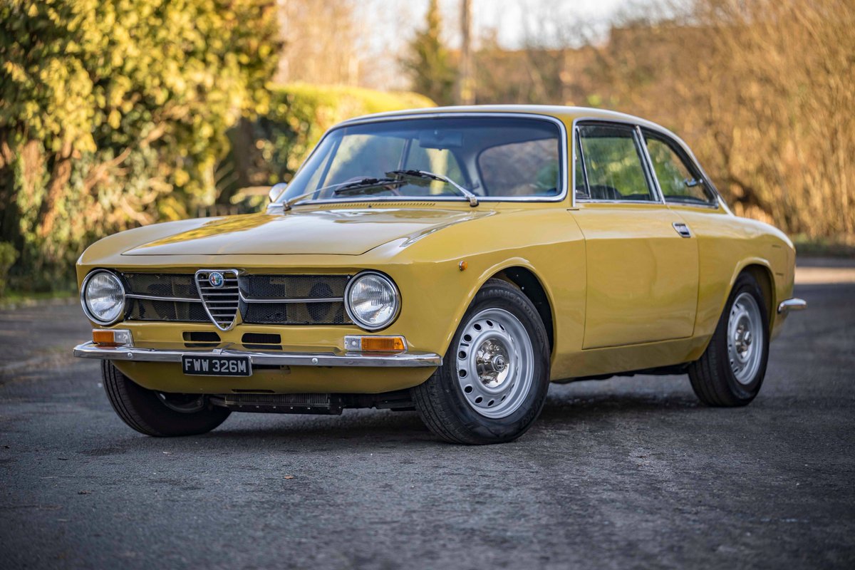 Finished in Giallo Ocra with a Nero interior, our latest listing is this  delightful 1974 Alfa Romeo GT 1600 Junior fitted with a freshly rebuilt 1750cc engine 🇮🇹 bit.ly/492Hq1j