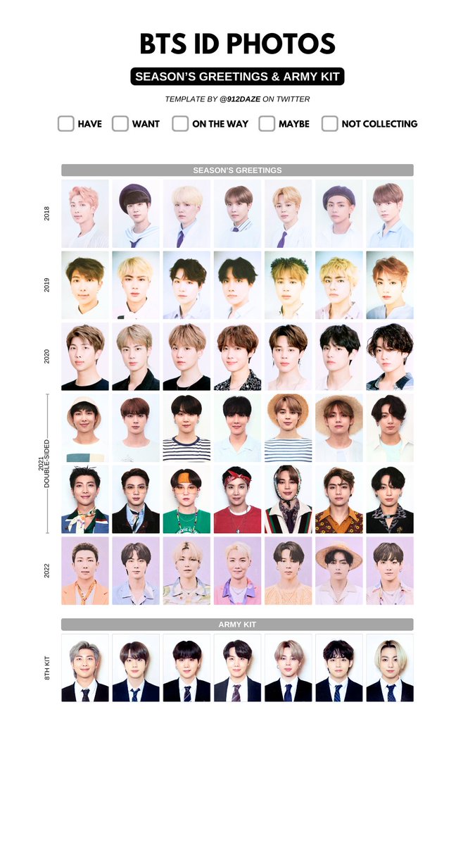 BTS画像選択用ページ④ BTS ID PHOTOS WISHLIST TEMPLATES ✨ [NEW] ⭐️ OT7 ID PHOTOS