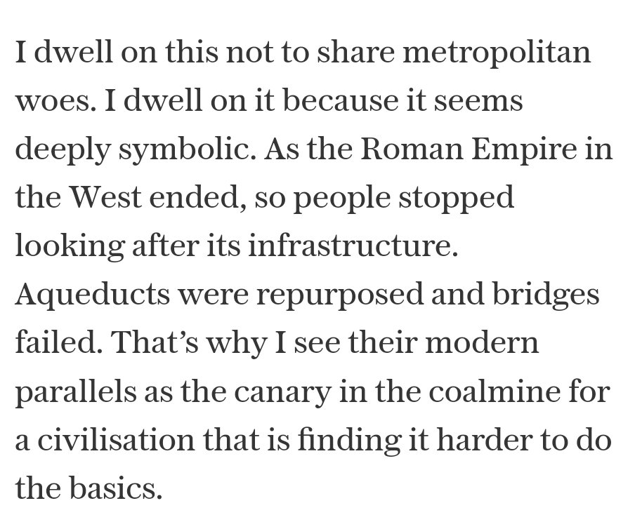 Retrogression in technology: like the decline of the Roman Empire. Alternatively, we could do what the Victorians would have done: demolish it and build a new functional bridge instead.