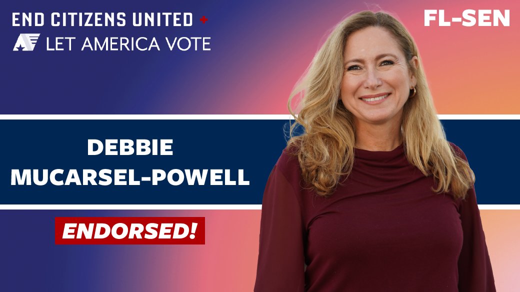 🚨 ENDORSEMENT ALERT 🚨 We're endorsing @DebbieforFL in her race for #FLSen. She has a proven record of standing up for the issues that matter most to Floridians, including expanding the freedom to vote and protecting reproductive rights.