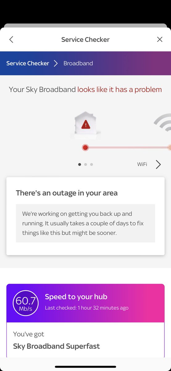 SameSeb's tweet image. Why the outage in ME7 @SkyHelpTeam No internet since 11:00 🤦‍♂️