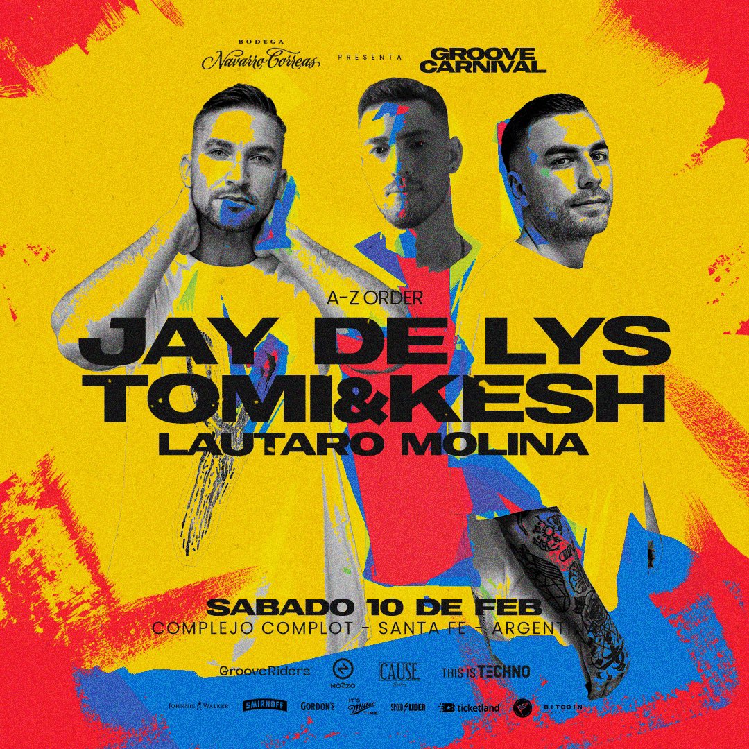 4GETProds's tweet image. 𝟒𝐆𝐄𝐓 Producciones junto a #NavarroCorreas presentan GROOVE CARNIVAL 2024 con un line up que promete mucha fiesta:

Sábado 10 de Febrero de 2024

- TOMI&amp;amp;KESH 🇩🇪 @tomiandkesh 
- JAY DE LYS @jaydelysmusic 
- Lautaro Molina @lautaromolinamusic 

Preventa super limitada 🔥🔥🔥
