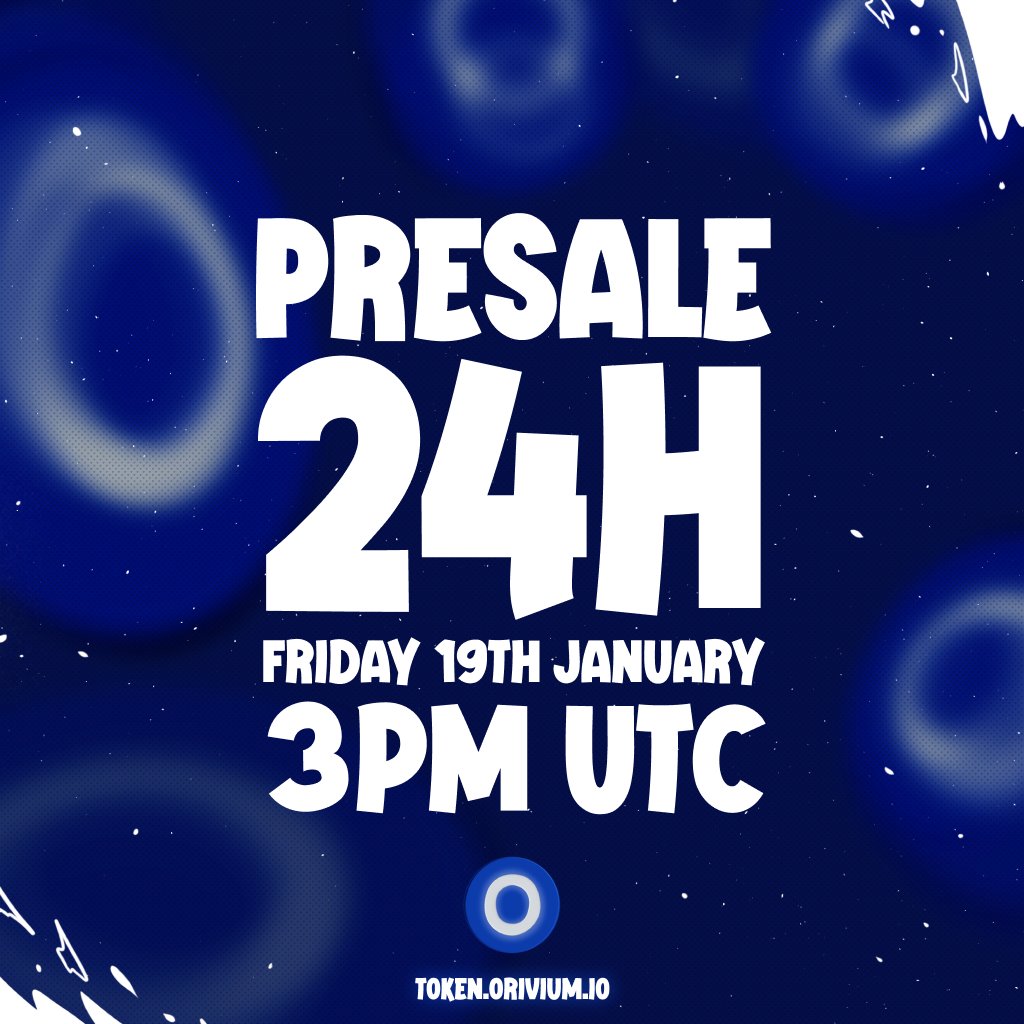 24 hours to go until the $ORI Presale.

Public Sale Specifications:
3:00 PM - 5 minutes for OG
3:05 PM - 5 minutes for WL
3:10 PM - Open for public

Be there early for your best chances - good luck.
token.orivium.io