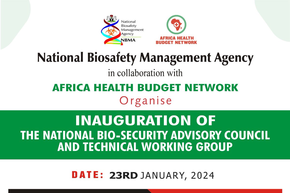 AHBNetwork's tweet photo. National Biosafety Management Agency, in collaboration with @AHBNetwork Health Budget Network, convens : 
 
Stakeholders meeting for the inauguration of
The National Biosecurity Advisory Council and Technical Working Group. 

@OSFHealth 
@HFogstad https://t.co/ZmT6HDRb1n