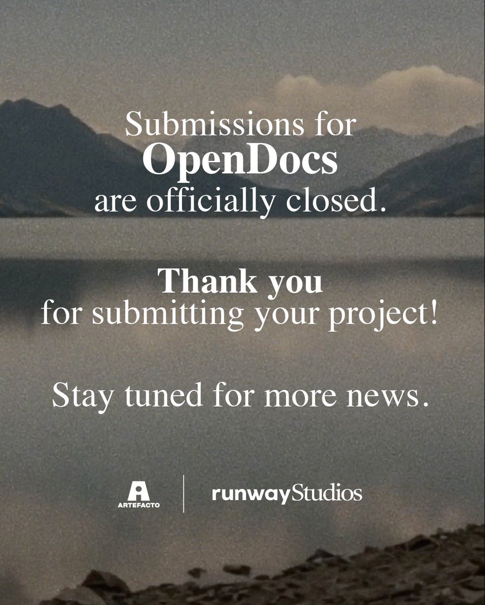 artefactofilms's tweet photo. Thank you all! And stay tuned for more news about #OpenDocs ๐บ๐ฌ
#documentary #shortfilms #ai #RunwayStudios https://t.co/eCDadQqmyc