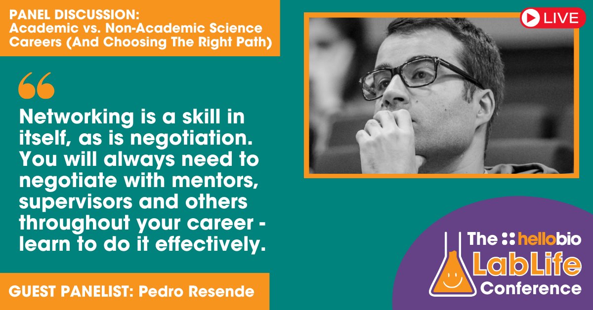 hello_bio's tweet photo. "Networking is a skill in itself, as is negotiation. You will always need to negotiate with mentors, supervisors &amp; others throughout your career - learn to do it effectively." - @peperesende with a top tip for career &amp; self-development 🙌 #LabLifeCon #LabLifeCon24 #STEMcareers https://t.co/te7l5rKOiL
