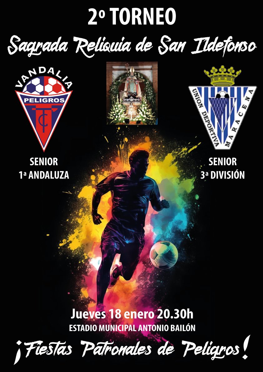 🏆 2ª Torneo Sagrada Reliquia San ildefonso
⏰ Esta tarde a las 20.30h
⚽ Vandalia CF senior 1ª And vs UD Marcena 3ª división
🟩 Estadio municipal Antonio Bailón
🖥 En directo youtube.com/live/zkdjKGZR6…