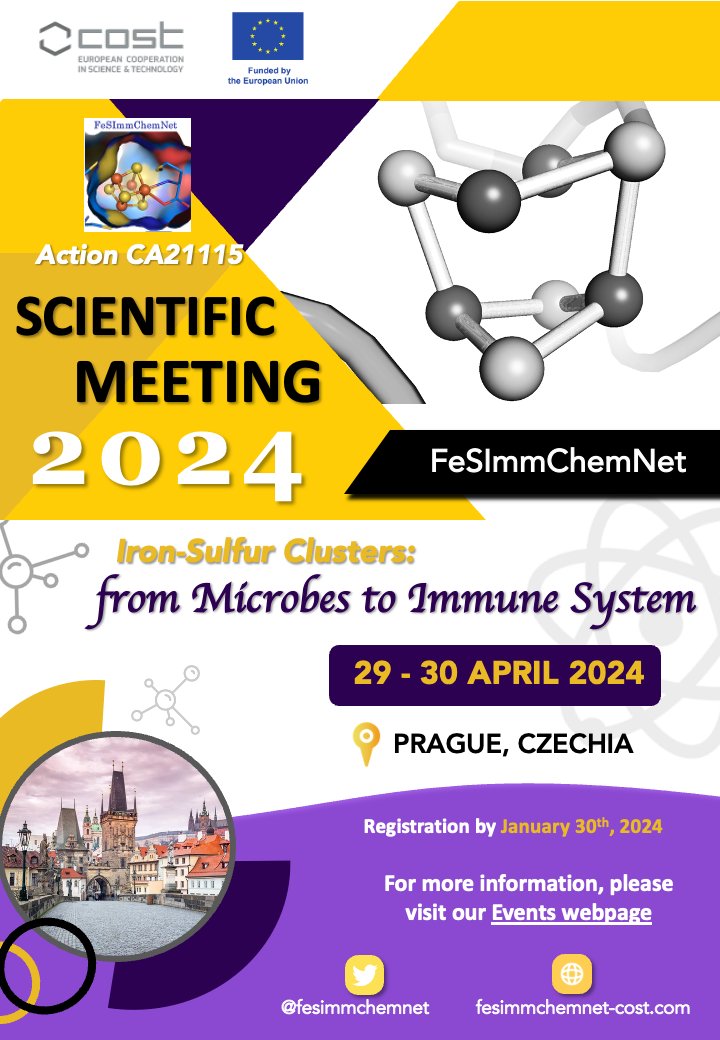fesimmchemnet's tweet photo. 🔬Don't miss out on the opportunity to join us at the Second Scientific Meeting 2024 in Prague, Czechia sponsored by @COSTprogramme. 
👩‍🔬Last call for registration of interest – deadline: January 30th, 2024. Secure your spot now! Learn more and register at: https://t.co/7JPtPbJVti https://t.co/tveyDTZDk2