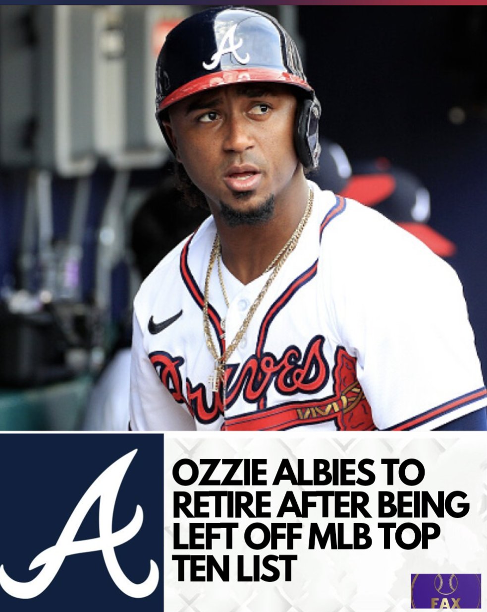 FAX Sports: MLB on X: BREAKING 🚨: Ozzie Albies is retiring from baseball,  per @HollyBaylorMLB. I mean, what's the point? Albies told reporters. We  play this game to be recognized, and if