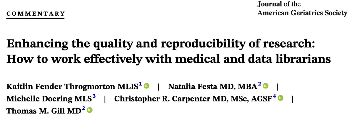 GeriatricEDNews's tweet photo. As volume of #GeriED research & data sources grows, increasing role for medical libriarians. Need guidance working with medical librarian? Check out latest @ClinSTARCC publication in @AGSJournal https://t.co/RTlqlcIwpS by @MrDisability @YaleGeriatrics @BeckerLibrary @NIHAging https://t.co/KvPzxRdIZ5
