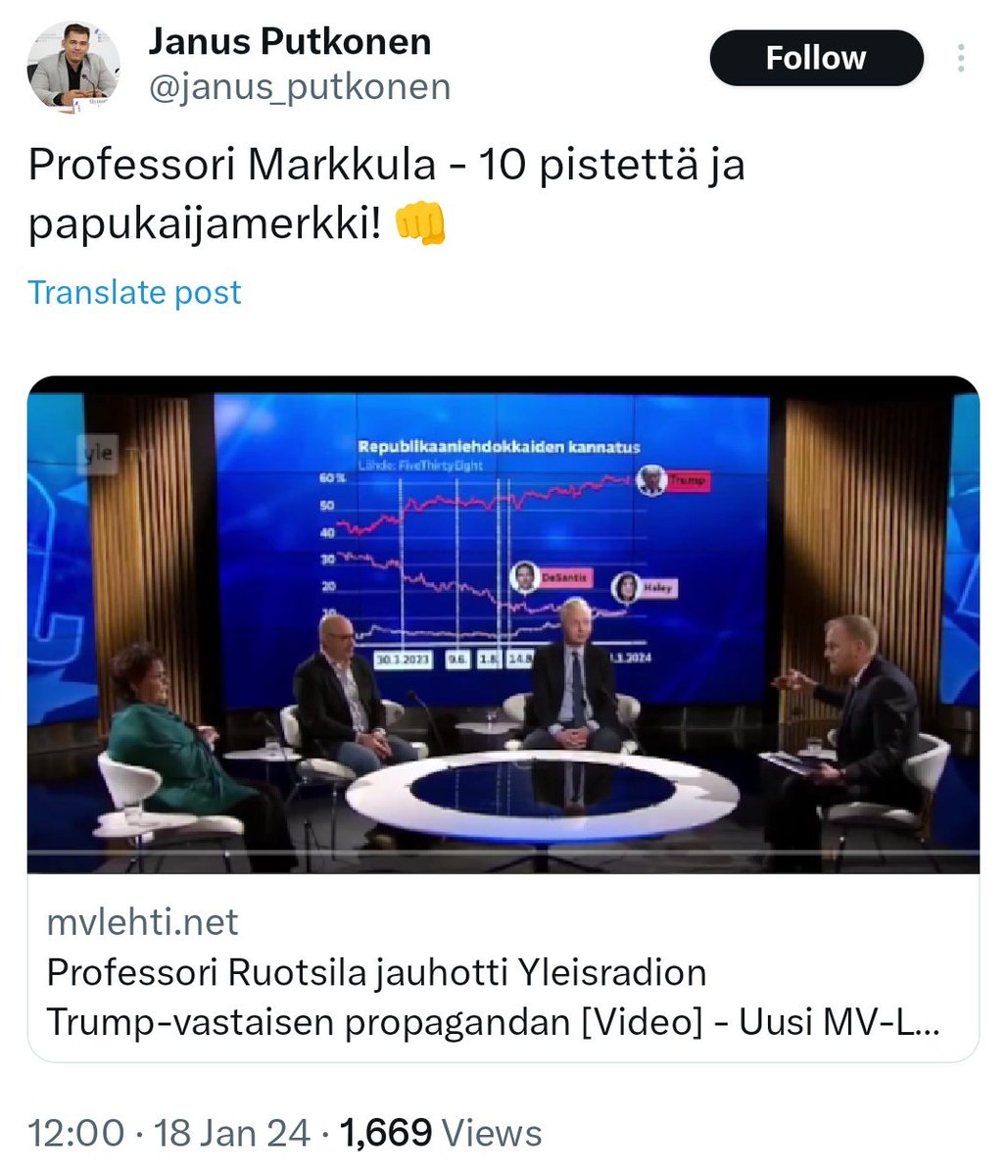 kasvismafioso's tweet photo. 4/x
Ei kenties kovin yllättävää, että Ruotsilaa fanitetaan salaliittoteoreetikoiden keskuudessa. (Putkoselta ei tosin onnistunut edes nimen kirjoittaminen.)
#JanusPutkonen #mvlehti #venäjä #putin #MarkkuRuotsila https://t.co/38B2HVg2p7