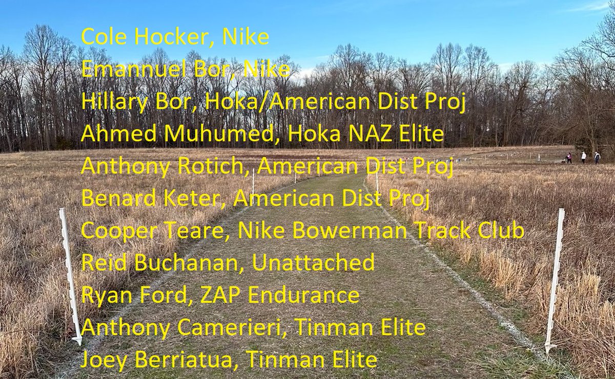Top MEN's entries for Saturday's #USATFXC at Pole Green Park in Mechanicsville, VA (subject to change). Top 6 go to #WorldCross.