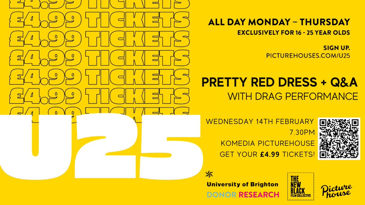 Are you 16-25? See Pretty Red Dress at @Komedia Wed 14th Feb for just £4.99! Join for free here: picturehouses.com/u25 @donorresearch @tnbfc @dukesatkomedia @picturehouses