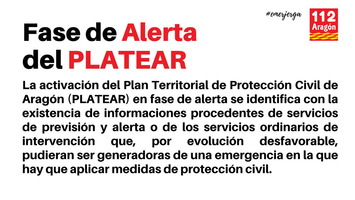 112Aragon's tweet photo. El @GobAragon ha activado hoy, 18 de enero, la fase de #alerta del Plan Territorial de #ProtecciónCivil de #Aragón (#PLATEAR) debido al riesgo previsto por #nevadas y #temperaturas mínimas en #comarcas de la #Ibérica zaragozana desde las 00:00h del día 19 de enero. https://t.co/cMRgkECcYa