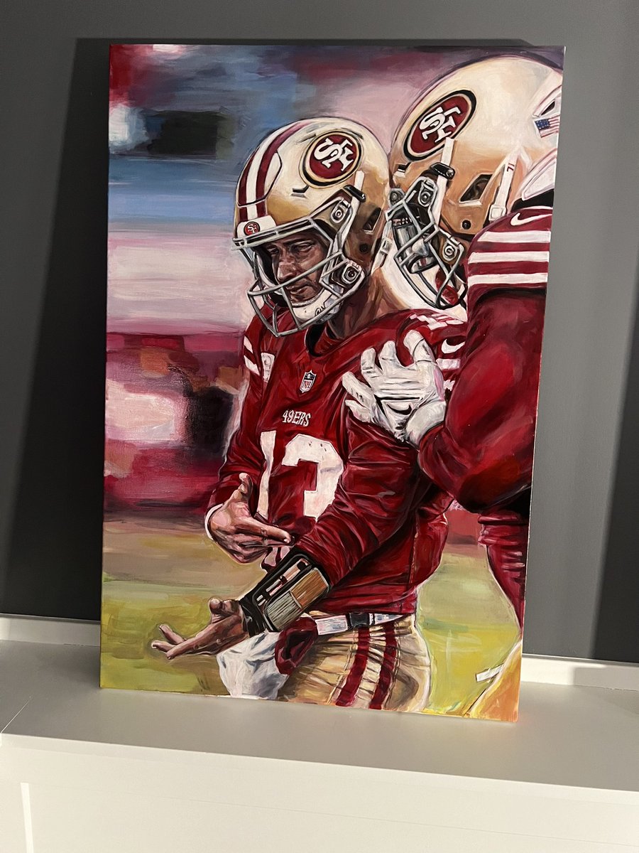 JHines49's tweet photo. My wife just finished this acrylic 24x36in portrait entitled, “Mr. Relevant.” We’re ready for this #49ers playoff run!
If you would like a paper print or limited edition canvas print go to the link below. #fttb #mrrelevant
https://t.co/tOCCR5K9b5 https://t.co/pRgWSCdCyg