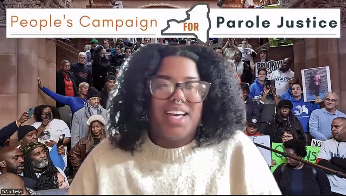 CCA_NY's tweet photo. TeAna Taylor of @RAPPcampaign: "NY has a crisis of aging and death behind bars. Fair and Timely Parole &amp; Elder Parole would bring our elders home, like my father, and save the state money. Right now is the time for justice. Our communities need this and want this." https://t.co/9Qn7nLZSGl