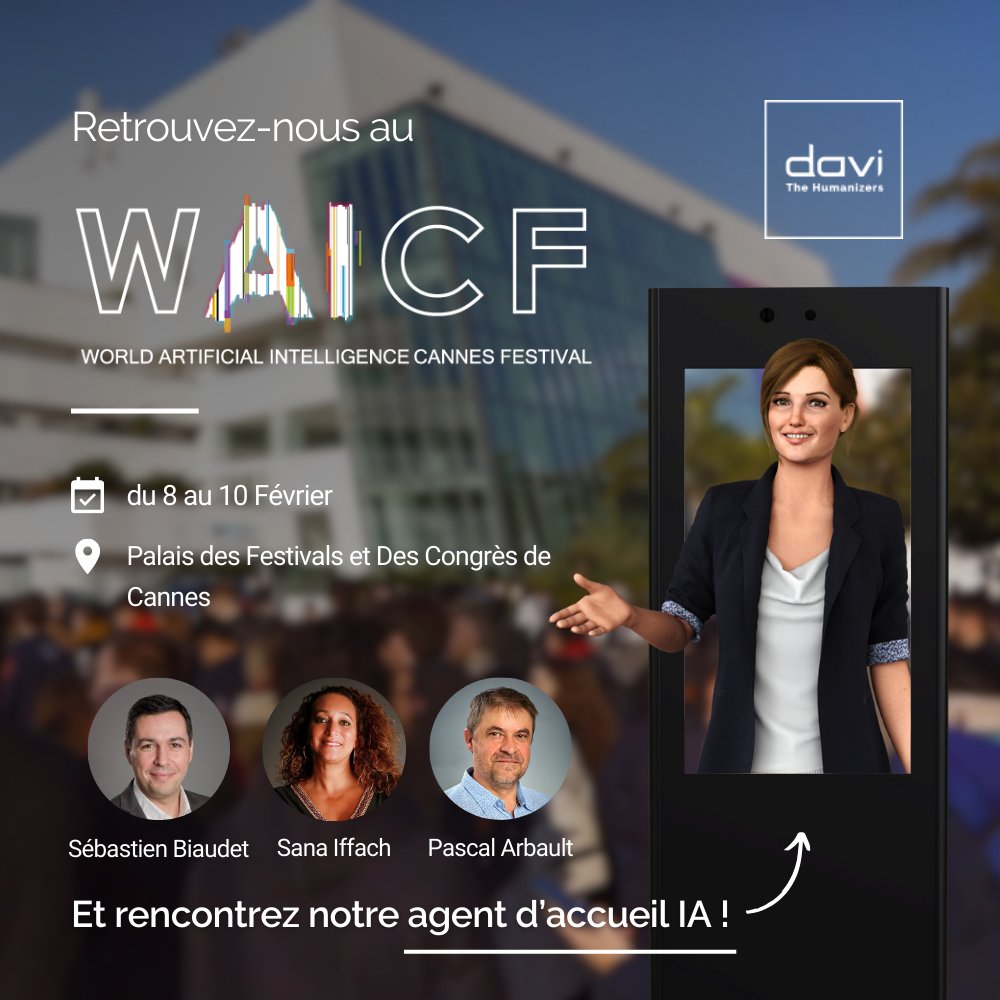 📣 Nous serons présents au #WAICF24 - World AI Cannes Festival du 8 au 10 février 2024 au Palais des Congrès de Cannes pour présenter notre technologie d'#IA émotionnelle !

Pour prendre rendez-vous avec nous, rendez-vous sur notre portail exposant : worldaicannes.com/en/exhibitor/6…