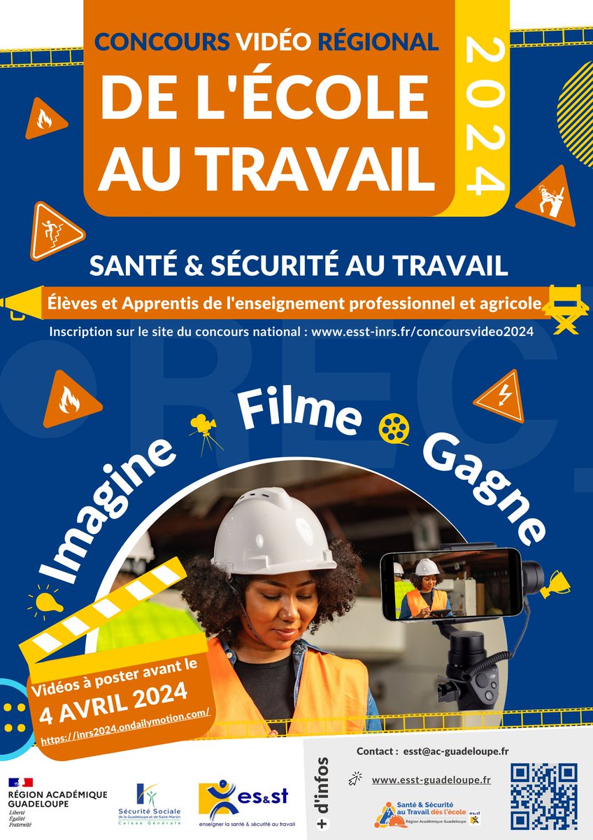 dap971's tweet photo. 🤔 Imagine 🎥 filme et🥇gagne

Ça y est le concours vidéo régional 2024 : "Santé et sécurité au travail" est lancé !

Vous êtes intéressés et vous souhaitez en savoir plus? 
Rdv sur : https://t.co/KbVZZd7w8I

#concoursvideo #CGSS971 #prévention #sécuritéautravail https://t.co/S8TmsNxiAC