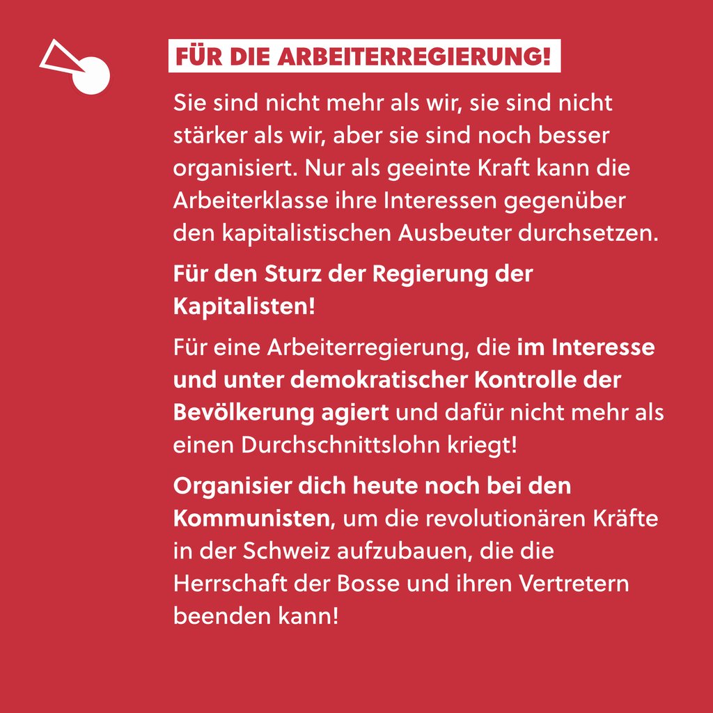 Wir nehmen Stellung zum Spesen-Skandal in der Berner Kantons-Regierung:

Der wahre Skandal sind nicht die Brötchen, sondert die hunderttausende Franken Gehalt, die sie erhalten, um die Interessen der Kapitalisten gegen unsere Interessen durchzusetzen.