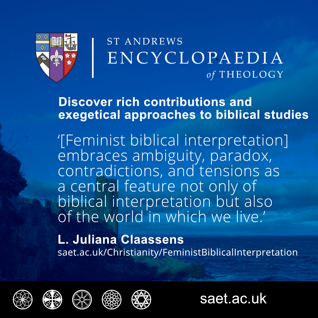 Discover rich contributions and exegetical approaches to biblical studies. Read L Juliana Claassens article on Feminist Biblical Interpretation: saet.ac.uk/Christianity/F…. Join our mailing list. Email selby-sympa@st-andrews.ac.uk, and put 'subscribe saet-info' in the subject line.