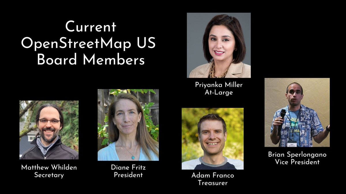 OpenStreetMapUS's tweet image. 🤔 Curious about board service with OpenStreetMap US? Nominations for the 2024 OSM US board elections open soon! Get all the details: openstreetmap.us/news/2024/01/b… 

#boardservice #OpenStreetMap #OpenStreetMapUS #nonprofiit