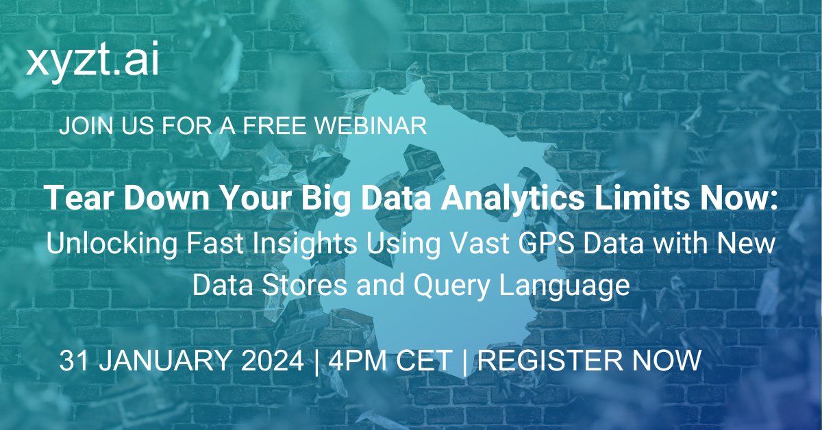Explore the future of data analytics with a single click! 🚀Join CTO Bart Adams as he introduces an advanced space-time query language and unlimited data stores, revolutionizing how you handle massive #GPS datasets. Register now➡️bit.ly/3vOFoDl

#IoT #mobility #maritime