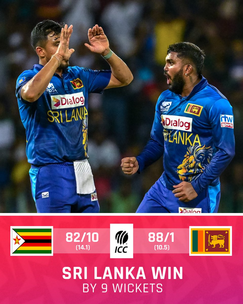 Sri Lanka make light work of Zimbabwe's target and seal the T20I series 2-1 💥

📝 #SLvZIM: bit.ly/3RYpb66