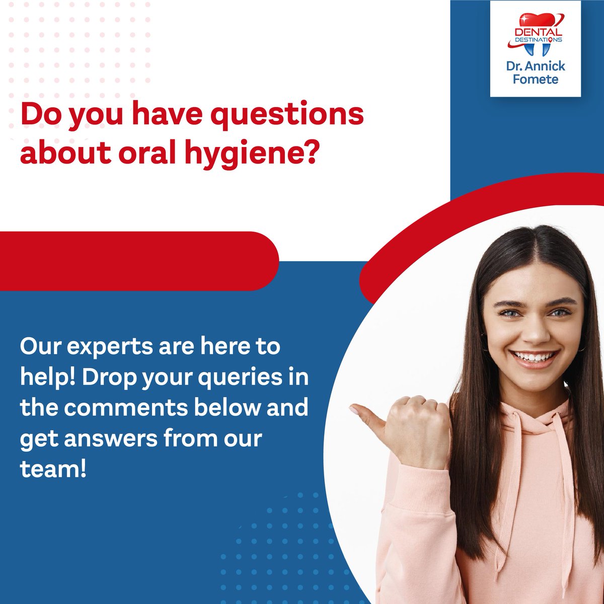 DFomete's tweet image. Curious about Oral Hygiene? 😷❓ 
Ask away! Our experts are ready to answer your questions. 
Drop your queries in the comments below and let's embark on a journey to better oral health together! 
‘#AskTheDentist #OralCar