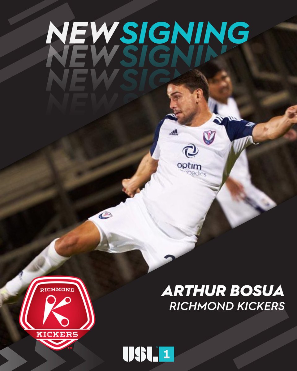USLLeagueOne's tweet photo. The @RichmondKickers have acquired a new ᴛᴀʀɢᴇᴛ ᴍᴀɴ 🎯

🇿🇦 Veteran South African forward Arthur Bosua will suit up for the Roos in 2024. 

➡️ https://t.co/Qf7CTh6ddR https://t.co/XLeiH3TRMV