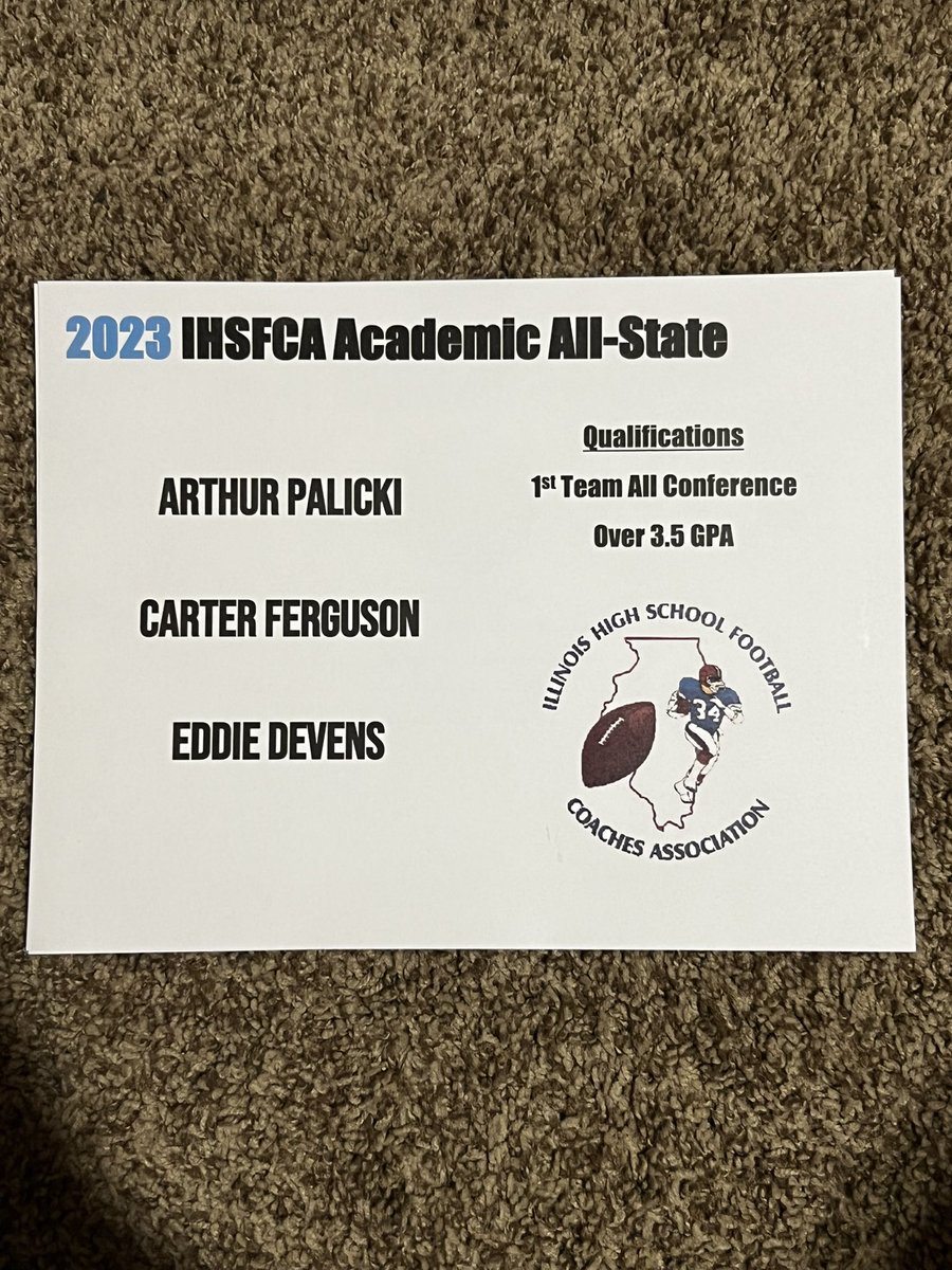 EddieDevens's tweet photo. Honored to be named First Team All Conference for LB/OT! First time in school history that the whole offensive line was All-Conference. Also named to the IHSFCA All-State Academics team. https://t.co/rmOnSSvn2J