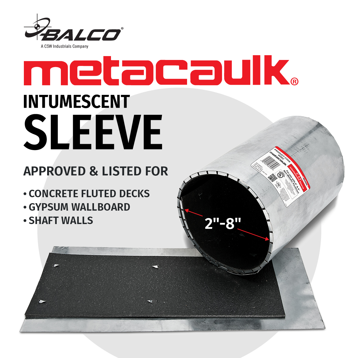 BalcoUSA's tweet image. Save on labor &amp;amp; materials! The Metacaulk® Sleeve is one of the simplest solutions for firestopping pipes, approved for PVC, CPVC, ABS, FRPP, Aquatherm, and now PP-RCT (Niron). Learn more: balco.us/mcsleeve  #firestop #Metacaulk #Intumescent #Sleeve