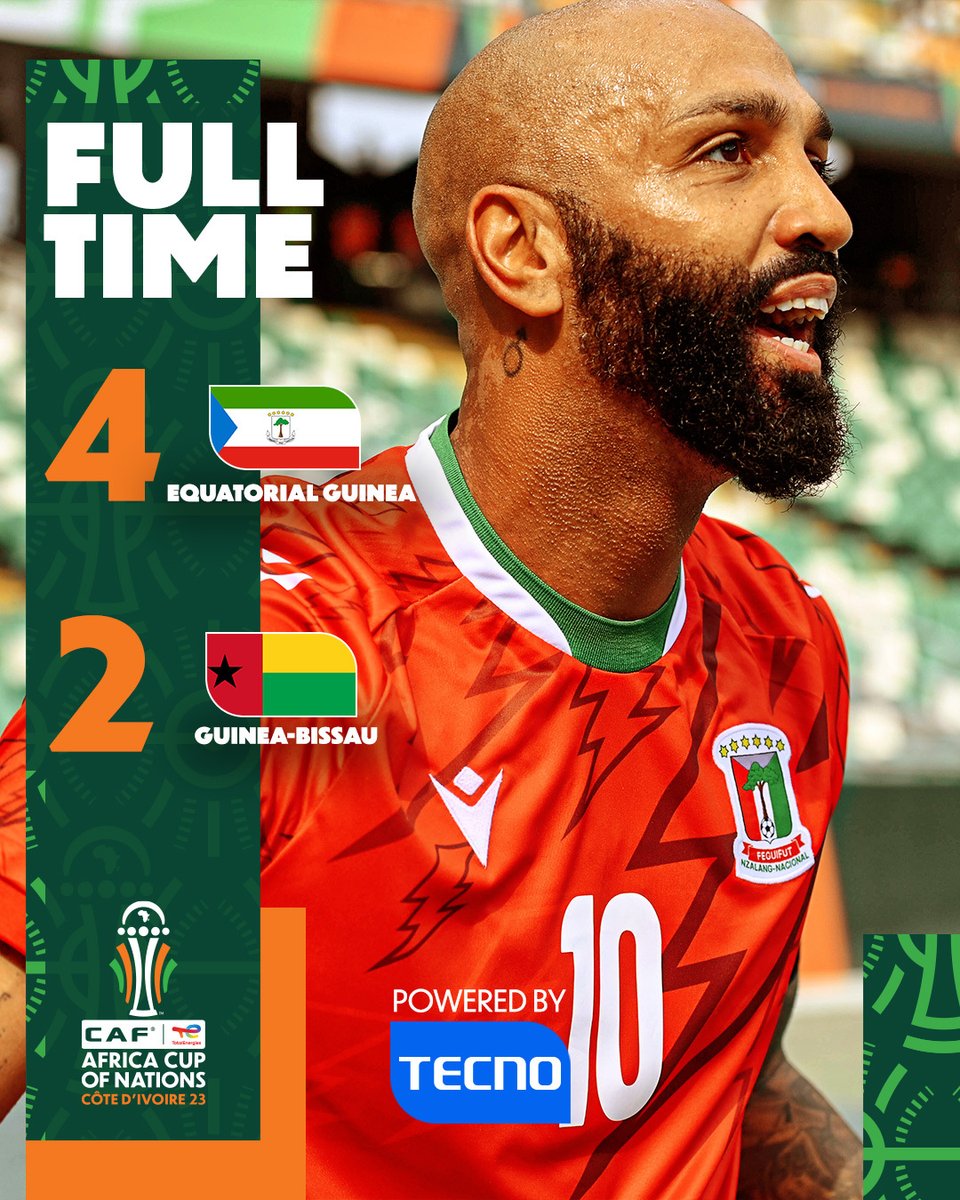 ⌚ FULL-TIME!

A goal-fest in Equatorial Guinea's big win over Guinea-Bissau 🙌

#TotalEnergiesAFCON2023 | #EQGGNB