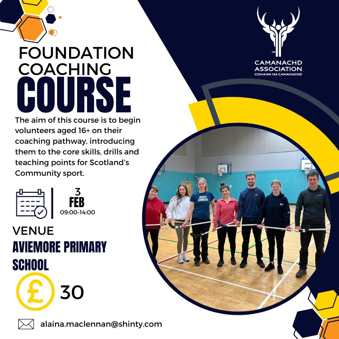 Foundation Coaching Course in Aviemore on Saturday 3rd February. To sign up contact: alaina.maclennan@shinty.com