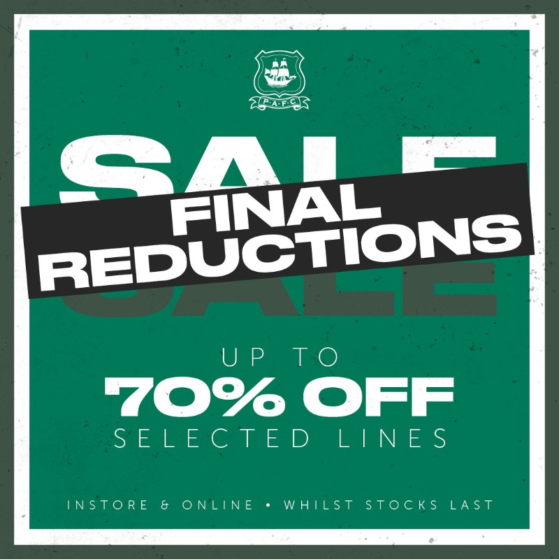 Argyle's tweet photo. ✨ Dive into our Final Reductions Sale and discover unbeatable deals. Don't miss out on your favourite finds at prices that'll make you smile.
⬇️ Shop now whilst stocks last!
#pafc #FinalReductions