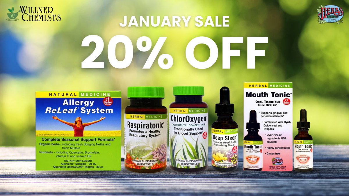 Looking for natural and effective supplements to keep you healthy this winter? Look no further than Herbs Etc! They're currently 20% off on all products at Willner Chemists! Don't miss out on this amazing deal.

Visit our store and grab yours! 🛒

#HerbsEtc #WillnerChemists
