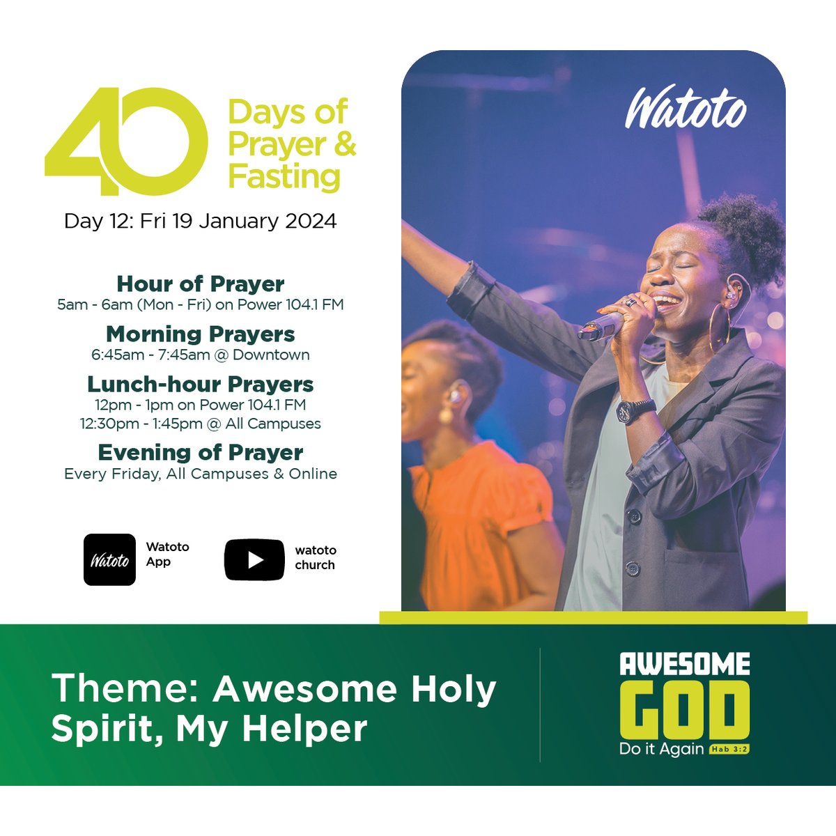 If you feel empty, weak, tired, defeated, inadequate…, Holy Spirit wants to be your helper so you may live a victorious Christian life. Ask Him to fill you. See the prayer guide at watotochurch.com/40days.pdf.