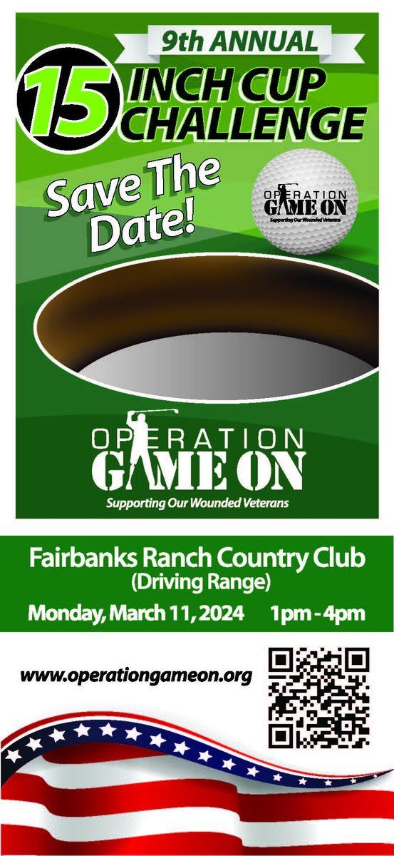 Don't miss out on the best event supporting America's wounded Veterans. Just scan the QR Code to register. Lots of food, grog, music, a fabulous silent auction, cash prizes for hole-in-one, networking, and spending a great time with our Veterans. See you all there!