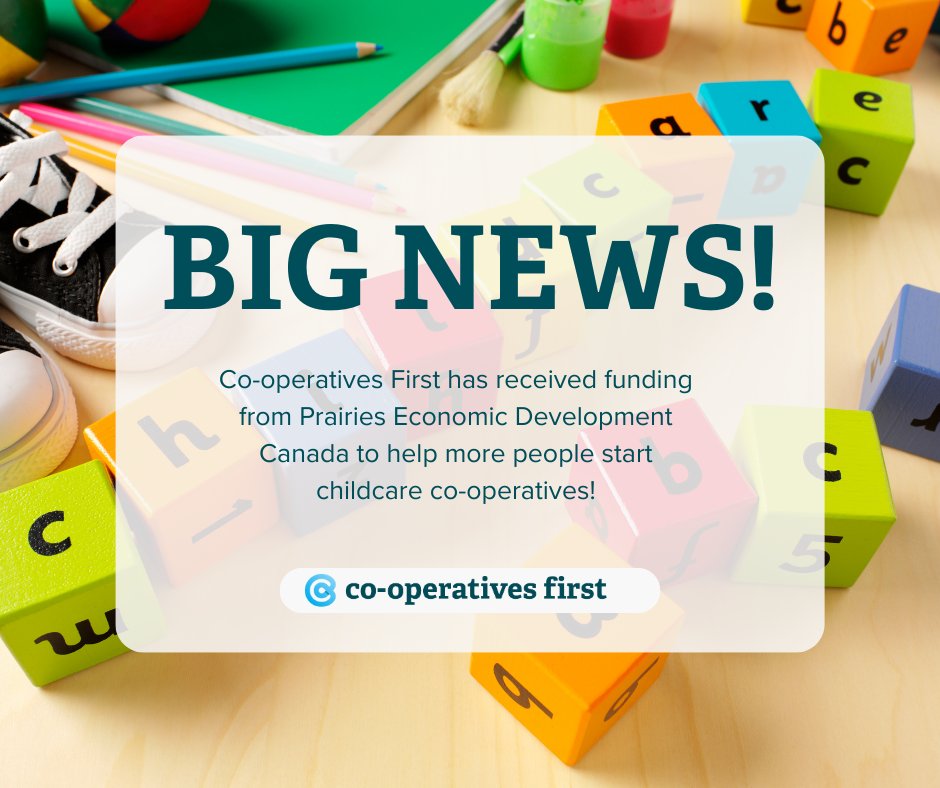 Thanks to generous support from @PrairiesCanEN, Co-operatives First will be able to support groups across Manitoba, Saskatchewan, and Alberta to create much-needed childcare spaces in their communities. Read more about this exciting contribution! bit.ly/47DXHso