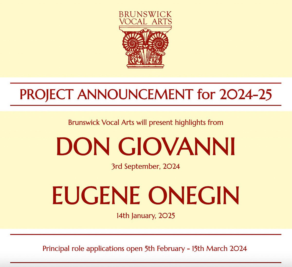 Dear friends, opera lovers and supporters of emerging vocal talent, dates for your diary! Singers, full application details will be on the BVA website soon.