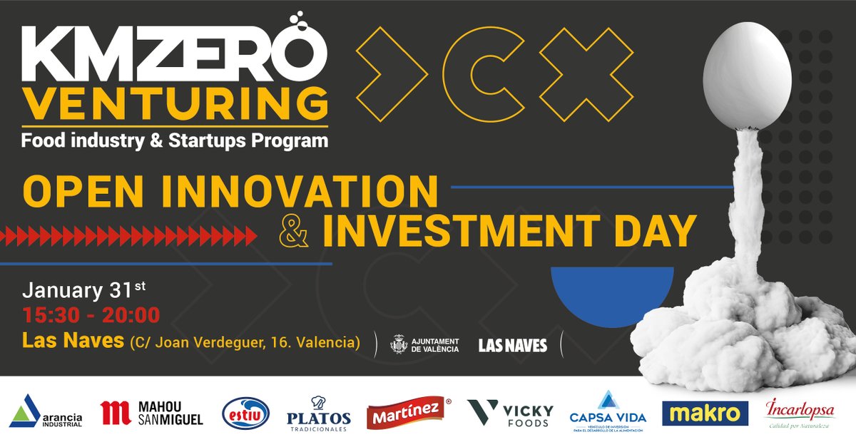 ¡Llega el #OpenInnovation &amp; Investment Day de <a href="/kmzerohub/">kmzerohub</a>! 🔛

El evento, que se celebrará en <a href="/LasNaves/">@lasnaves</a>, nos descubrirá todos los avances y prácticas de #innovación abierta del #ecosistema foodtech 🥘

➕ información e inscripciones aquí: enterticket.es/eventos/open-i…