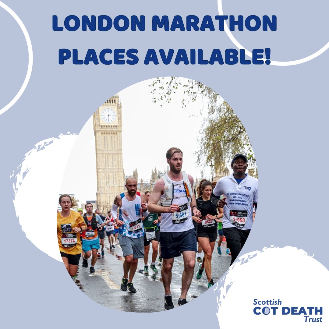 🏃🏃‍♀️LONDON MARATHON PLACES AVAILABLE🏃🏃‍♀️ Looking for a new challenge this New Year? Why not consider taking part in the 2024 London Marathon - get fit & support the work of the Scottish Cot Death Trust! ➡️To find out more email fundraising@scottishcotdeathtrust.org.uk