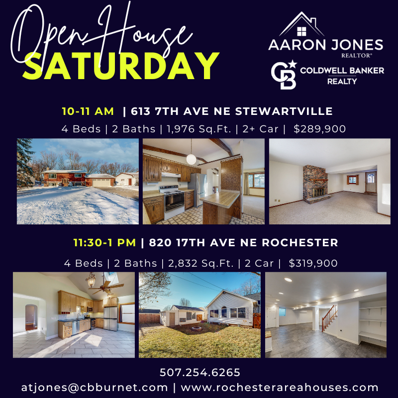 Visit some fantastic homes this Saturday!

#rochmn #stewartvillemn #stewartville #rochesterminnesota #rochestereareahouses #thisweekend #olmstedcounty #seminnesota #rochestermnrealtor