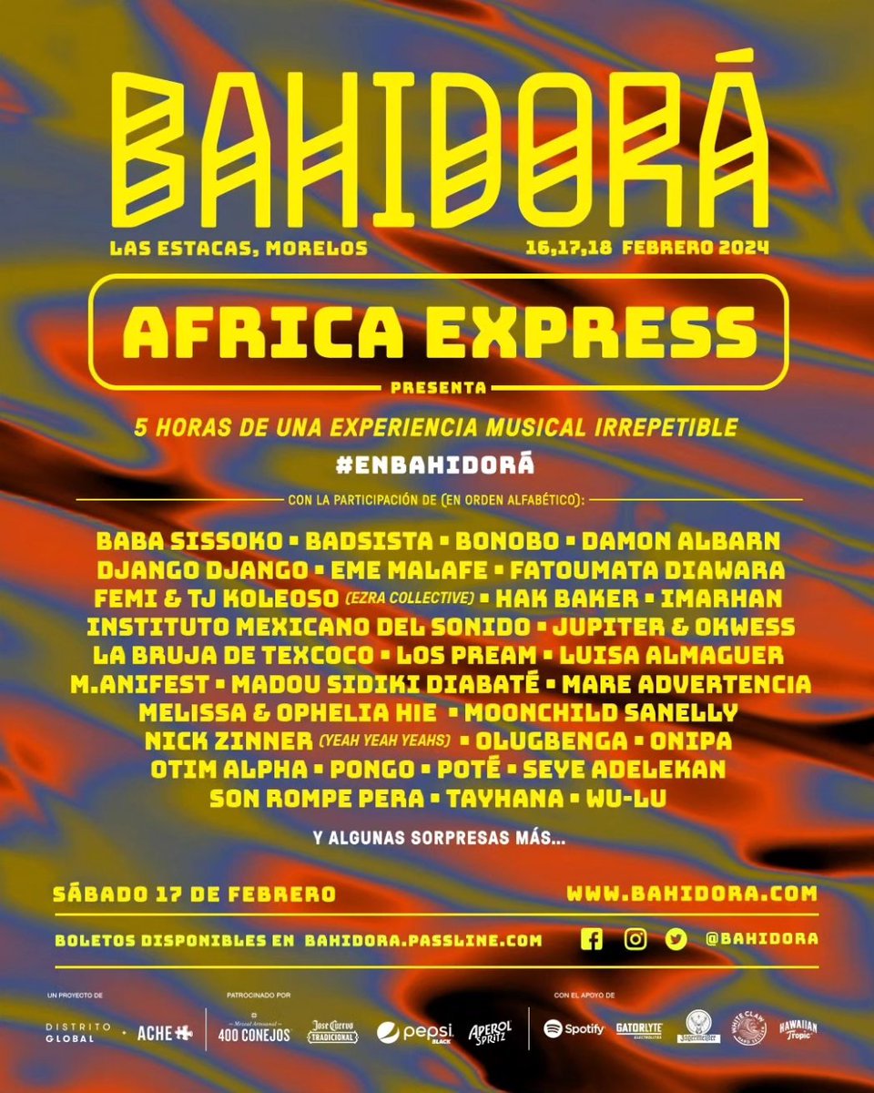 . @africaexpress will visit Mexico for the first time next month bringing together musicians, singers and DJs from around the world to collaborate on a very special, completely original show at @Bahidora on 17th February.