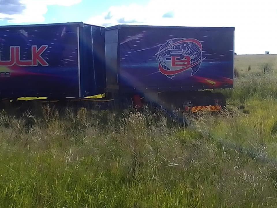 N1 20km before Kroonstad from Ventersburg. Apparently, caused by a front left tyre burst. Driver okay