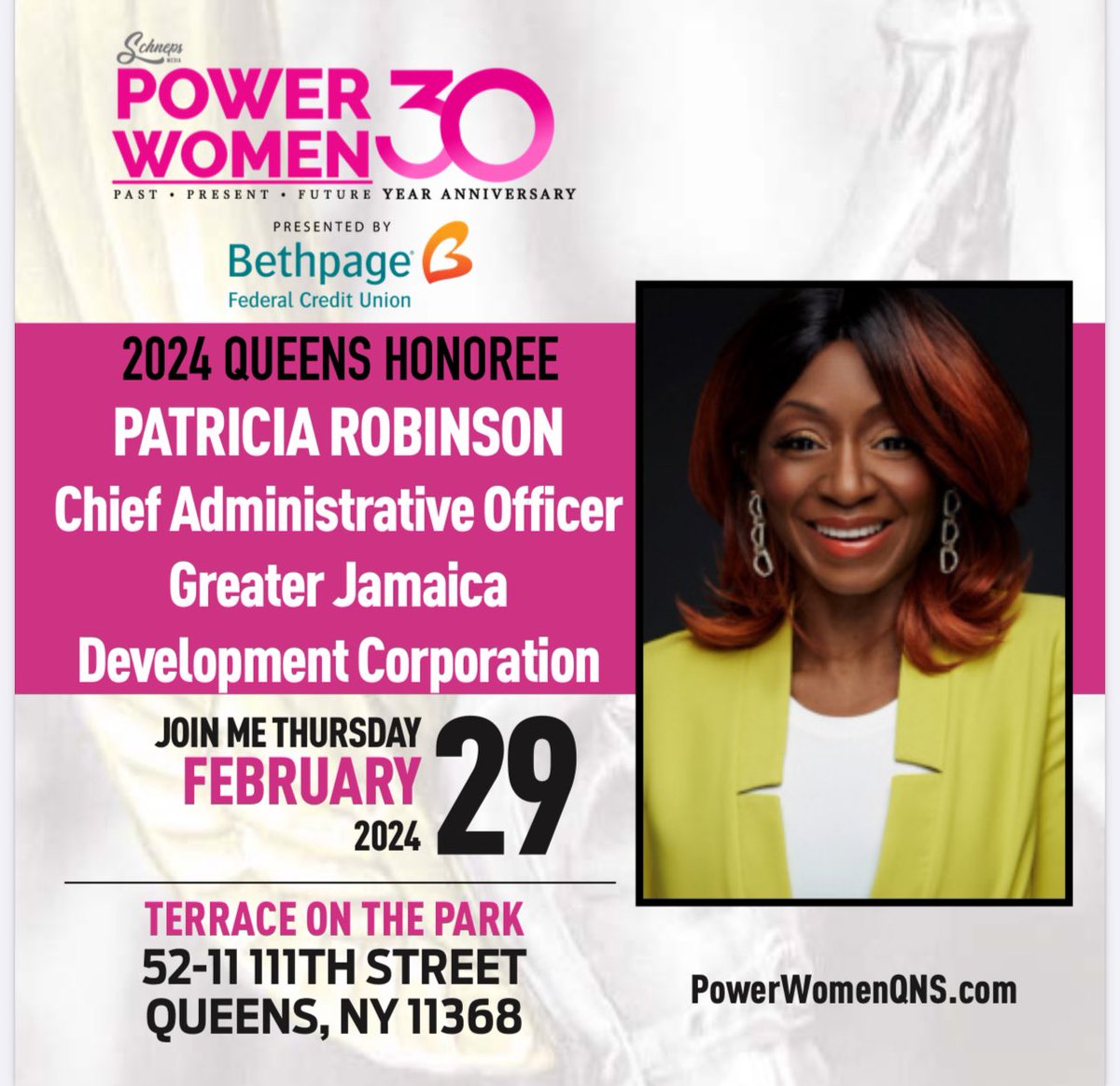 Thank you 🙏🏾. Honored to make the 2024 list for “Power Women of Queens” @schnepsmedia . As always I say “God is involved “ 💪🏾 Thanks to an incredible leadership @gjdcprez , For allowing all of my talents to breathe, grow and serve .