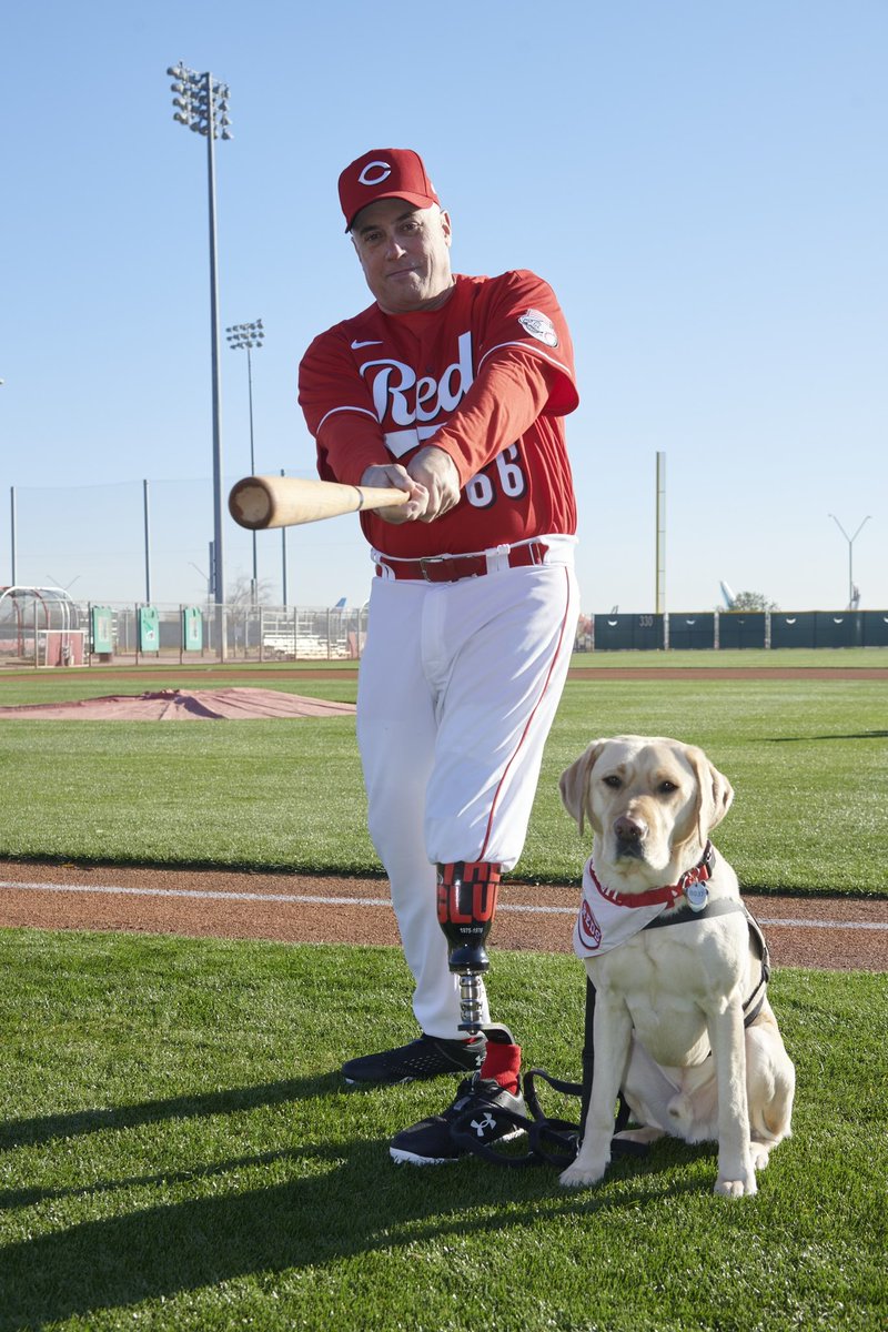 Batting a home run of joy, VetDogs grad Kevin Bittenbender and @texanspup Kirby hit it out of the park at the @reds fantasy camp! ⚾️🐾 Sliding into a paw-some adventure, these two are a grand slam team on and off the field. #VetDogs #BaseballBonding