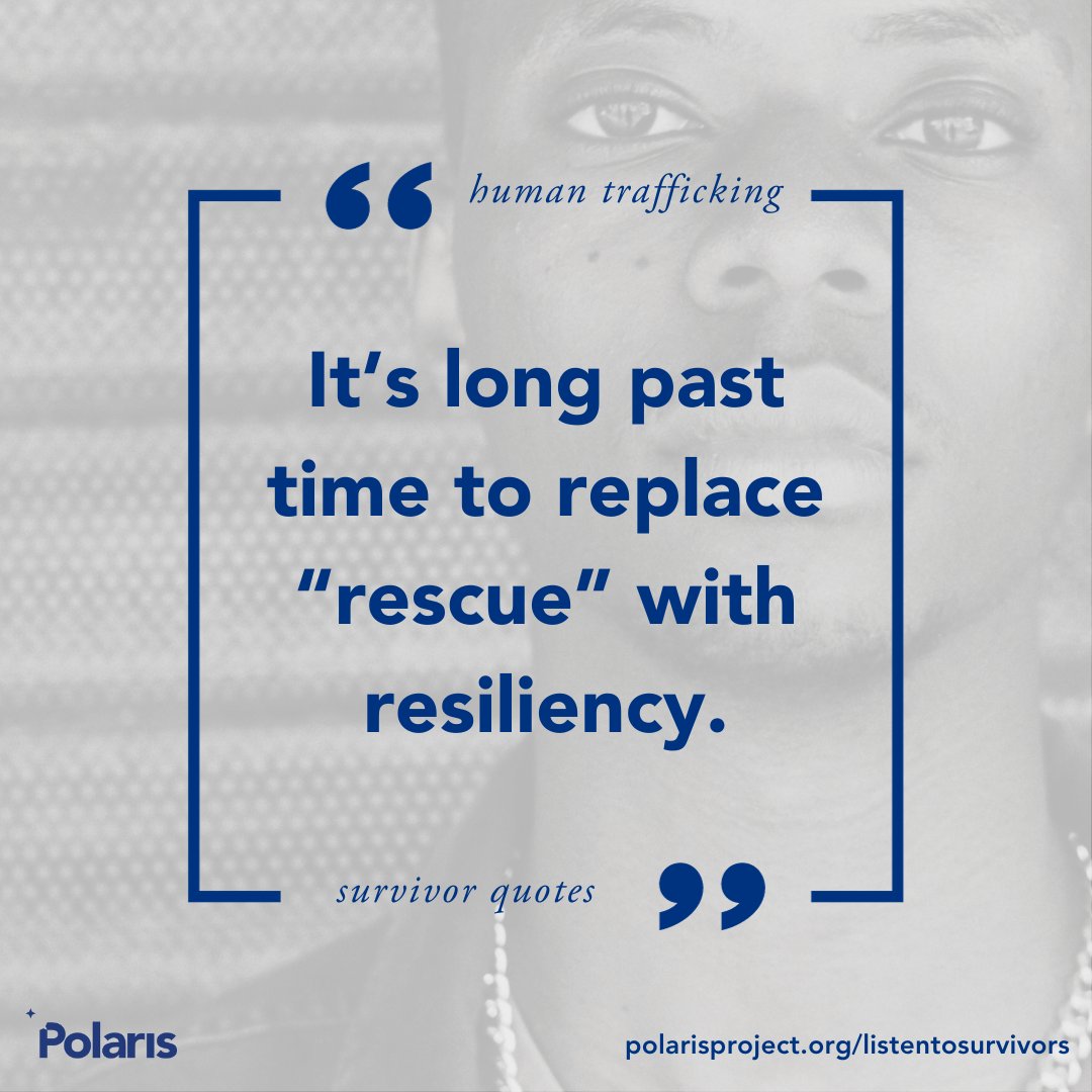 Sometimes survivors get help from service providers or anti-trafficking organizations, but the concept of “rescuing” adult sex trafficking victims is misleading &amp; dangerous. Survivors rescue themselves. polarisproject.org/listen-to-surv…
